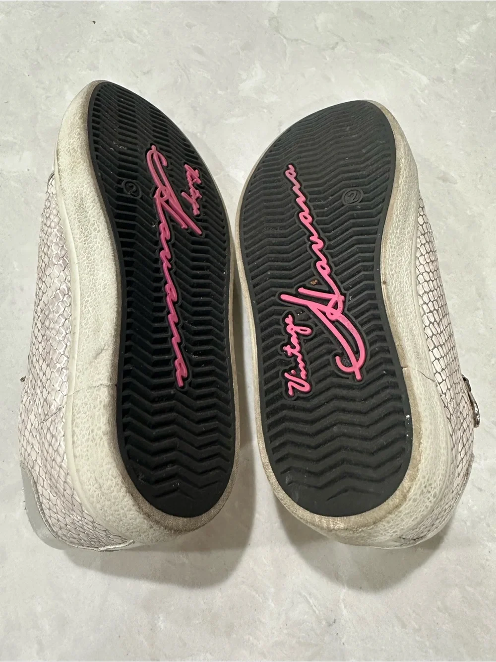 Girls 2 Vintage Havana Pink Metallic Snakeskin Star Sneakers Side Zip